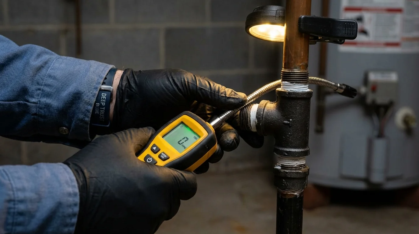 Gas leak detection with electronic sniffer by Johns Plumbing LLC in Woodside
