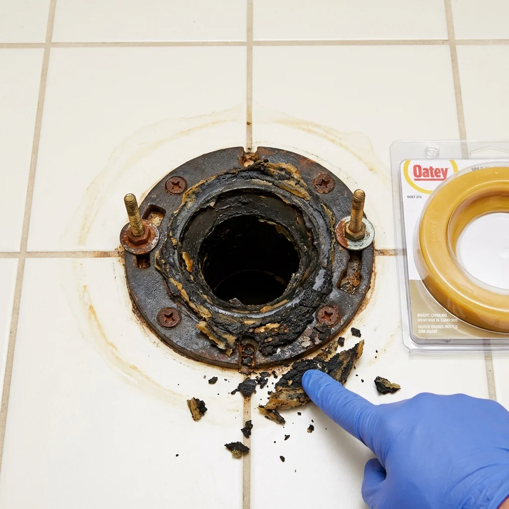 Failed wax ring showing water seepage at the base of a toilet in a Woodside, NY home